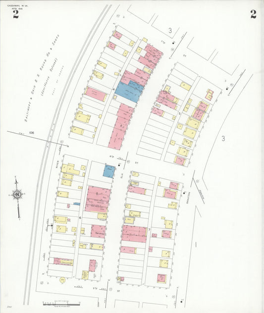 Sanborn Fire Insurance Map from Gassaway, Braxton County, West Virginia (1941), Sheet #0002 - Historic Sanborn Fire Insurance Map Print, vintage old map wall art, antique decor, genealogy gift, West Virginia West Virginia map