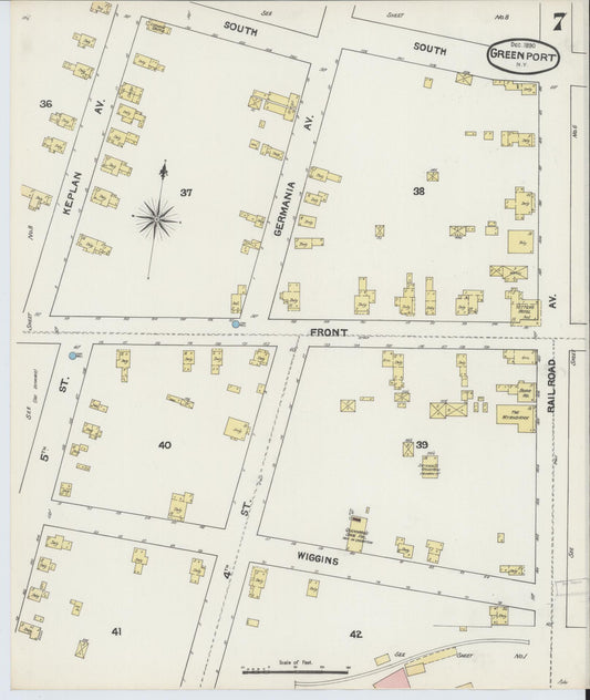 Sanborn Fire Insurance Map from Greenport, Suffolk County, New York (1890), Sheet #0007 - Historic Sanborn Fire Insurance Map Print, vintage old map wall art, antique decor, genealogy gift, New York New York map