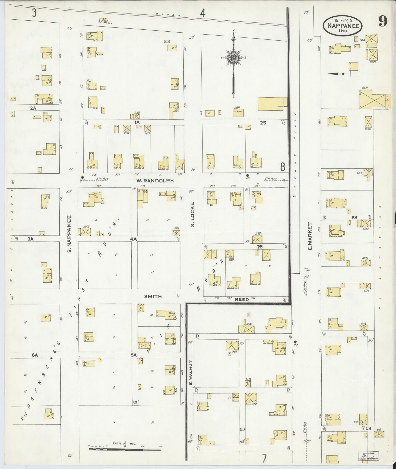Sanborn Fire Insurance Map from Nappanee, Elkhart County, Indiana (1910), Sheet #0009 - Complete Map Set gallery image, historic Sanborn map, vintage wall art, Indiana Indiana