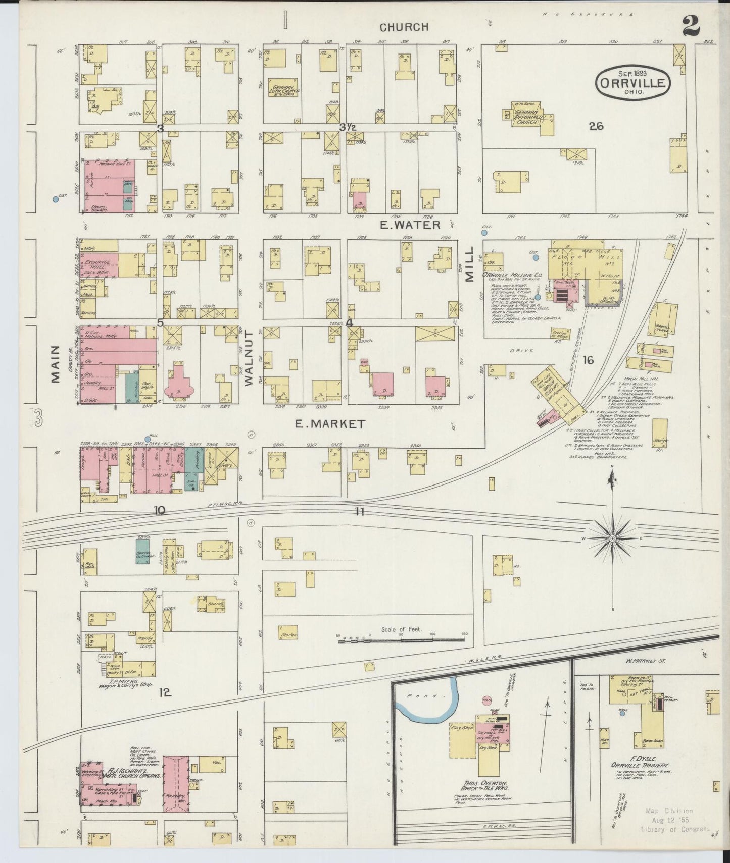 Sanborn Fire Insurance Map from Orrville, Wayne County, Ohio (1893), Sheet #0002 - Historic Sanborn Fire Insurance Map Print, vintage old map wall art, antique decor, genealogy gift, Ohio Ohio map