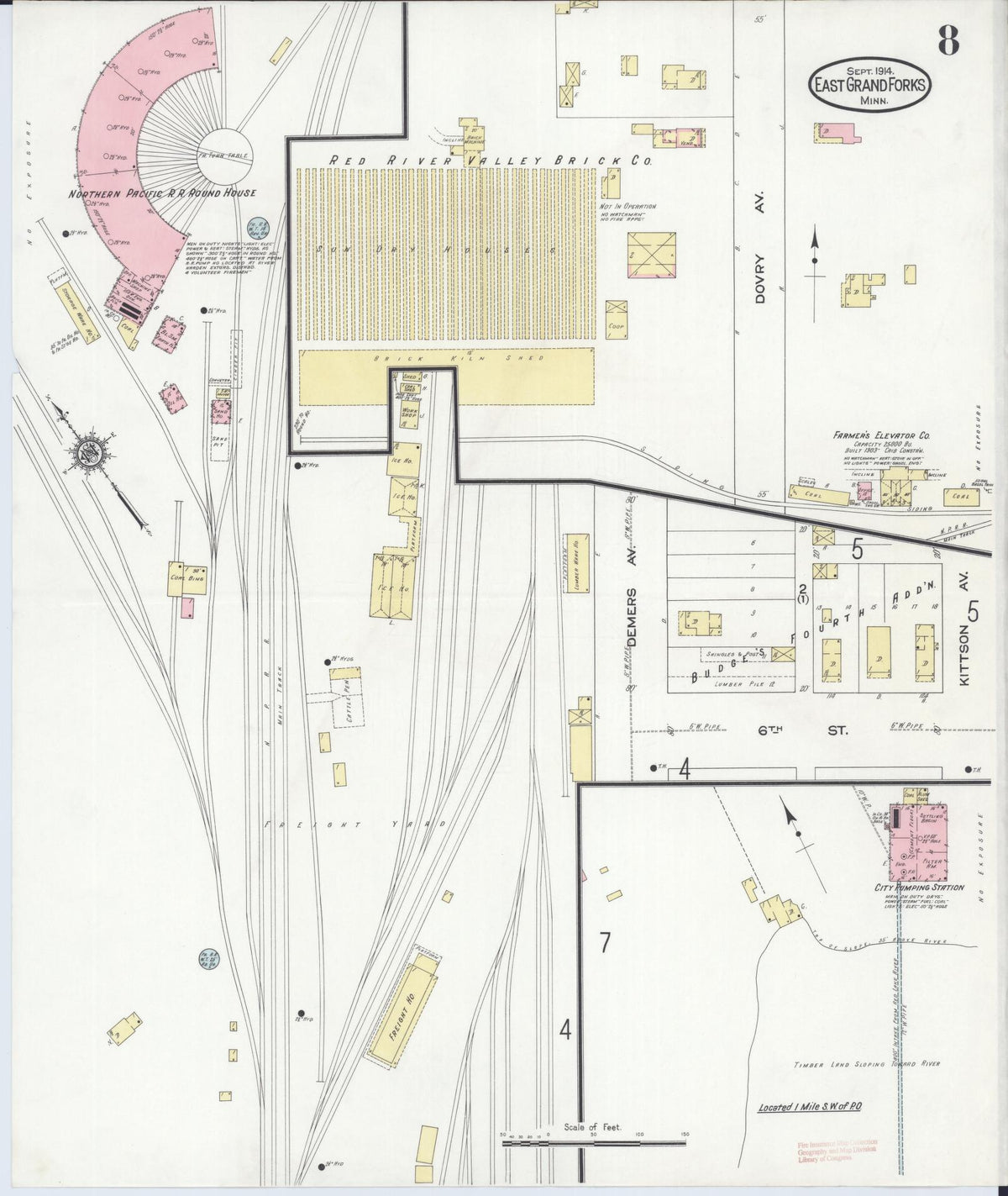 Sanborn Fire Insurance Map from East Grand Forks, Polk County, Minnesota (1914), Sheet #0008 - Complete Map Set gallery image, historic Sanborn map, vintage wall art, Minnesota Minnesota