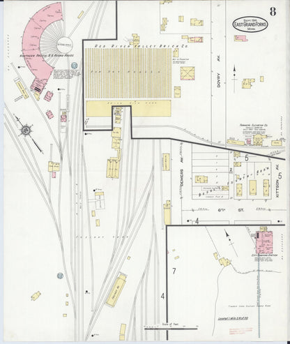 Sanborn Fire Insurance Map from East Grand Forks, Polk County, Minnesota (1914), Sheet #0008 - Complete Map Set gallery image, historic Sanborn map, vintage wall art, Minnesota Minnesota