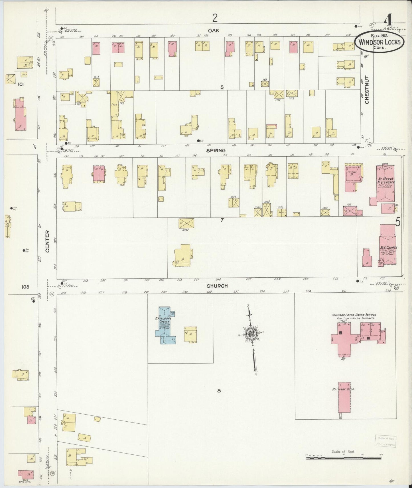Sanborn Fire Insurance Map from Windsor Locks, Hartford County, Connecticut (1912), Sheet #0004 - Complete Map Set gallery image, historic Sanborn map, vintage wall art, Connecticut Connecticut