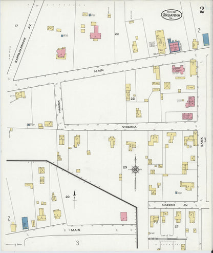 Sanborn Fire Insurance Map from Urbanna, Middlesex County, Virginia (1921), Sheet #0002 - Complete Map Set gallery image, historic Sanborn map, vintage wall art, Virginia Virginia