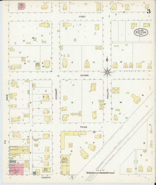 Sanborn Fire Insurance Map from Rector, Clay County, Arkansas (1908), Sheet #0003 - Historic Sanborn Fire Insurance Map Print, vintage old map wall art, antique decor, genealogy gift, Arkansas Arkansas map