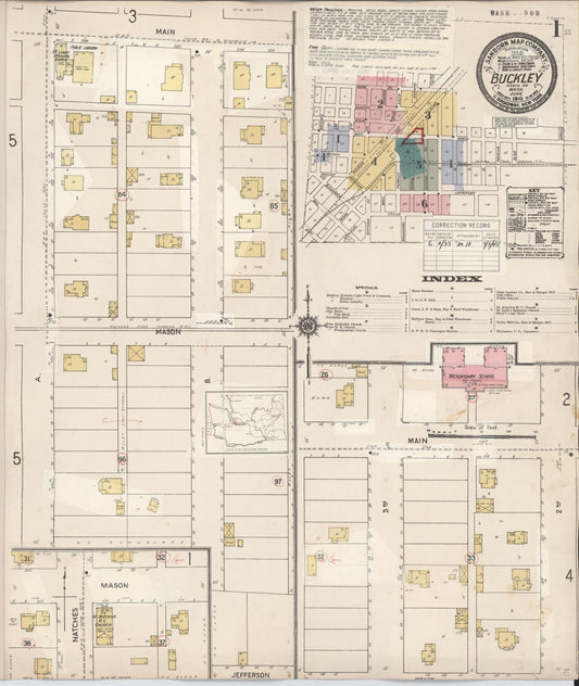 Sanborn Fire Insurance Map from Buckley, Pierce County, Washington (1933), Sheet #0001 - Complete Map Set gallery image, historic Sanborn map, vintage wall art, Washington Washington