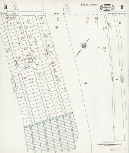 Sanborn Fire Insurance Map from Northfield, Atlantic County, New Jersey (1924), Sheet #0008 - Historic Sanborn Fire Insurance Map Print, vintage old map wall art, antique decor, genealogy gift, New Jersey New Jersey map