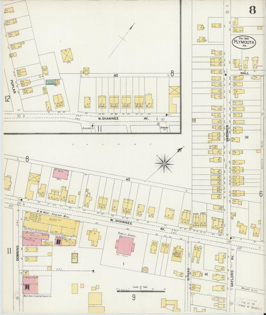 Sanborn Fire Insurance Map from Plymouth, Luzerne County, Pennsylvania (1902), Sheet #0008 - Historic Sanborn Fire Insurance Map Print, vintage old map wall art, antique decor, genealogy gift, Pennsylvania Pennsylvania map