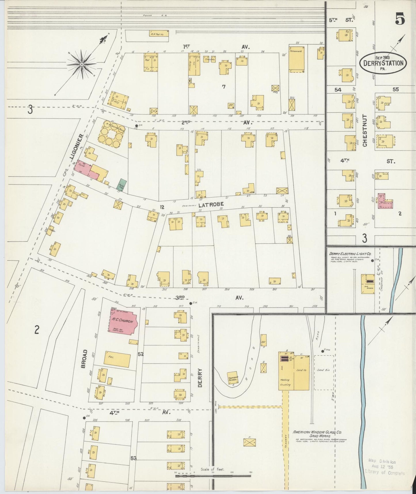 Sanborn Fire Insurance Map from Derry, Westmoreland County, Pennsylvania (1903), Sheet #0005 - Historic Sanborn Fire Insurance Map Print, vintage old map wall art, antique decor, genealogy gift, Pennsylvania Pennsylvania map