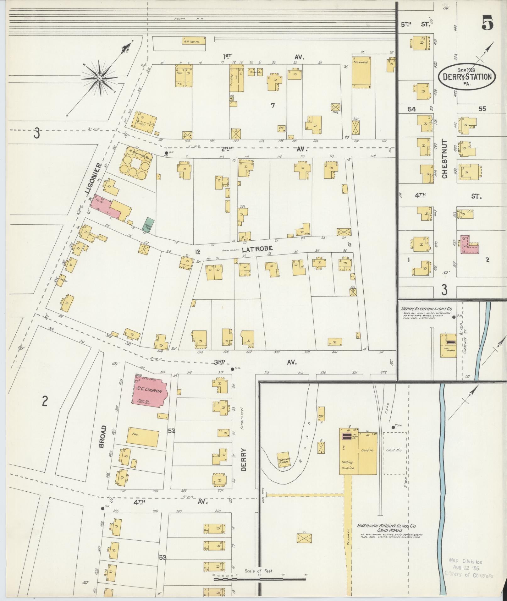 Sanborn Fire Insurance Map from Derry, Westmoreland County, Pennsylvania (1903), Sheet #0005 - Historic Sanborn Fire Insurance Map Print, vintage old map wall art, antique decor, genealogy gift, Pennsylvania Pennsylvania map