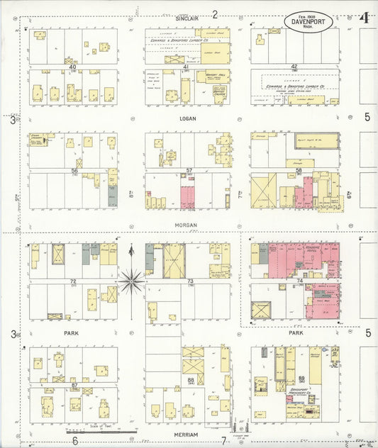 Sanborn Fire Insurance Map from Davenport, Lincoln County, Washington (1909), Sheet #0004 - Historic Sanborn Fire Insurance Map Print, vintage old map wall art, antique decor, genealogy gift, Washington Washington map