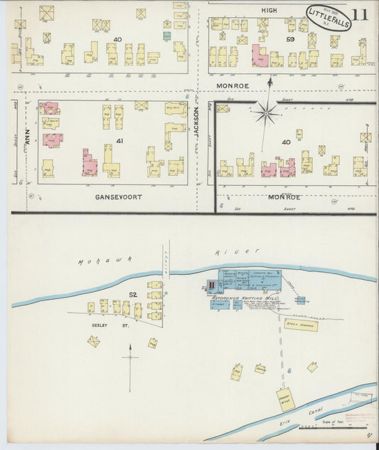 Sanborn Fire Insurance Map from Little Falls, Herkimer County, New York (1891), Sheet #0011 - Historic Sanborn Fire Insurance Map Print, vintage old map wall art, antique decor, genealogy gift, New York New York map