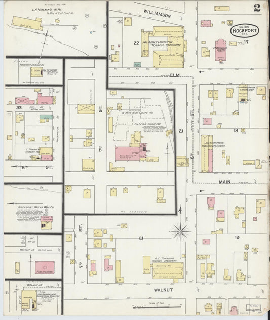 Sanborn Fire Insurance Map from Rockport, Spencer County, Indiana (1892), Sheet #0002 - Historic Sanborn Fire Insurance Map Print, vintage old map wall art, antique decor, genealogy gift, Indiana Indiana map