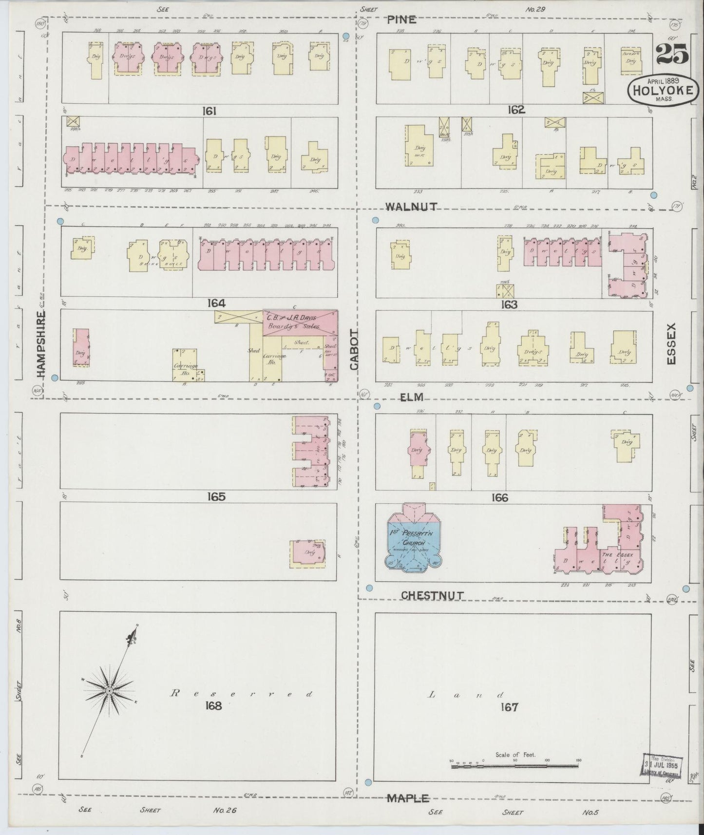 Sanborn Fire Insurance Map from Holyoke, Hampden County, Massachusetts (1889), Sheet #0025 - Complete Map Set gallery image, historic Sanborn map, vintage wall art, Massachusetts Massachusetts