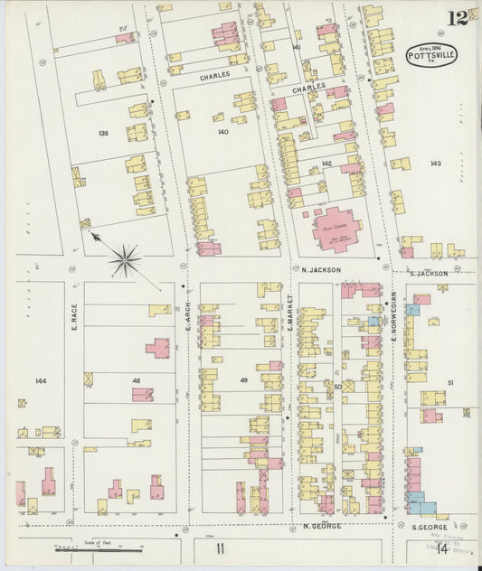 Sanborn Fire Insurance Map from Pottsville, Schuylkill County, Pennsylvania (1895), Sheet #0012 - Historic Sanborn Fire Insurance Map Print, vintage old map wall art, antique decor, genealogy gift, Pennsylvania Pennsylvania map