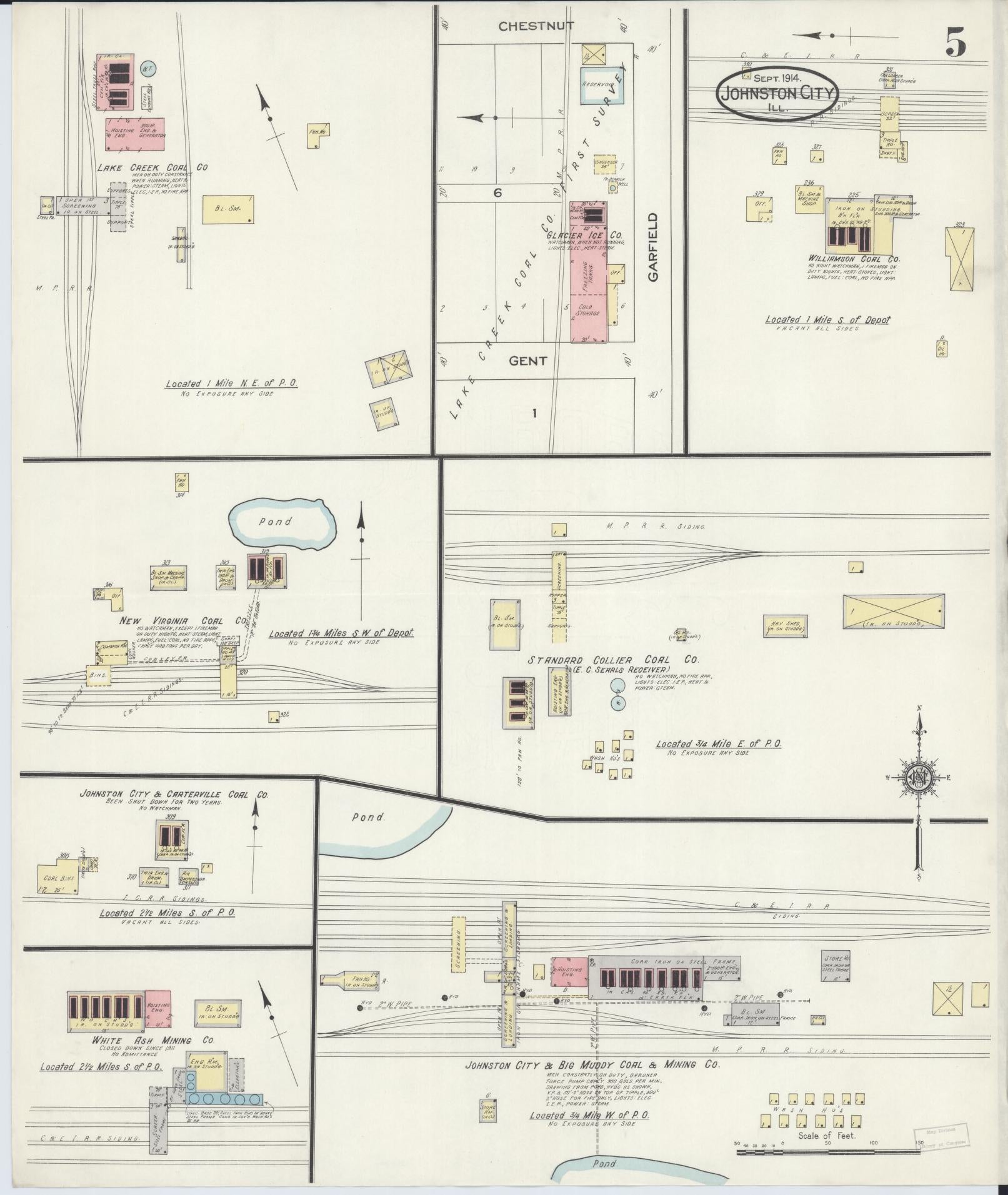 Sanborn Fire Insurance Map from Johnston City, Williamson County, Illinois (1914), Sheet #0005 - Complete Map Set gallery image, historic Sanborn map, vintage wall art, Illinois Illinois