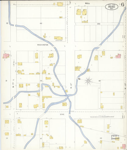 Sanborn Fire Insurance Map from Reno, Washoe County, Nevada (1904), Sheet #0006 - Complete Map Set gallery image, historic Sanborn map, vintage wall art, Nevada Nevada