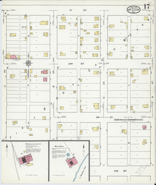 Sanborn Fire Insurance Map from Mccook, Red Willow County, Nebraska (1921), Sheet #0017 - Historic Sanborn Fire Insurance Map Print, vintage old map wall art, antique decor, genealogy gift, Nebraska Nebraska map