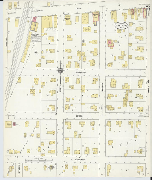 Sanborn Fire Insurance Map from Hartford, Van Buren County, Michigan (1911), Sheet #0003 - Historic Sanborn Fire Insurance Map Print, vintage old map wall art, antique decor, genealogy gift, Michigan Michigan map