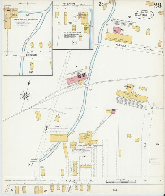 Sanborn Fire Insurance Map from Gloversville, Fulton County, New York (1902), Sheet #0028 - Historic Sanborn Fire Insurance Map Print, vintage old map wall art, antique decor, genealogy gift, New York New York map