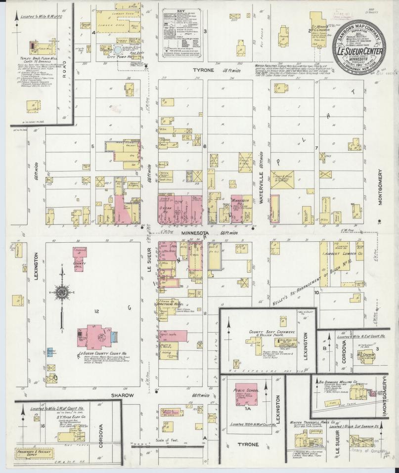 Sanborn Fire Insurance Map from Le Sueur Center, Le Sueur County, Minnesota. (1911) – Map View