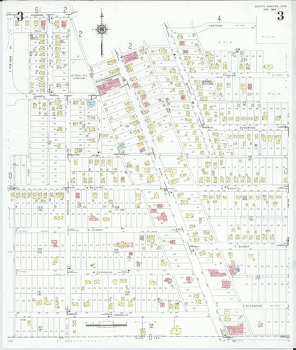 Sanborn Fire Insurance Map from North Canton, Stark County, Ohio (1948), Sheet #0003 - Historic Sanborn Fire Insurance Map Print, vintage old map wall art, antique decor, genealogy gift, Ohio Ohio map