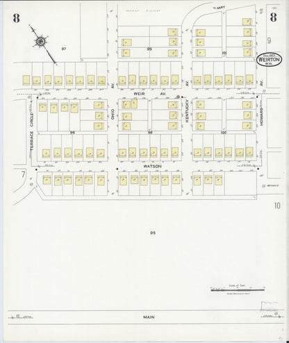 Sanborn Fire Insurance Map from Weirton, Hancock County, West Virginia (1923), Sheet #0008 - Complete Map Set gallery image, historic Sanborn map, vintage wall art, West Virginia West Virginia