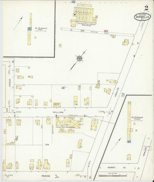 Sanborn Fire Insurance Map from Dansville, Livingston County, New York (1914), Sheet #0002 - Complete Map Set gallery image, historic Sanborn map, vintage wall art, New York New York