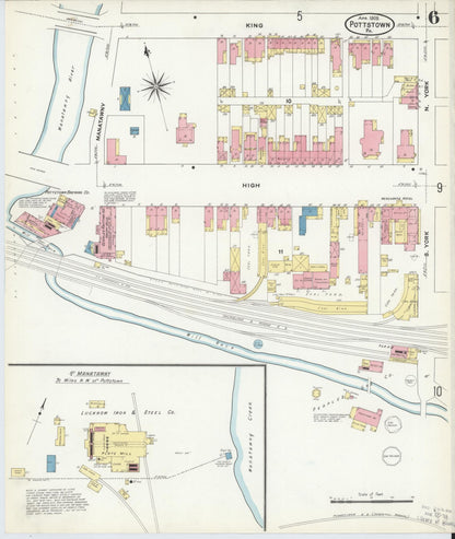 Sanborn Fire Insurance Map from Pottstown, Montgomery County, Pennsylvania (1909), Sheet #0006 - Complete Map Set gallery image, historic Sanborn map, vintage wall art, Pennsylvania Pennsylvania