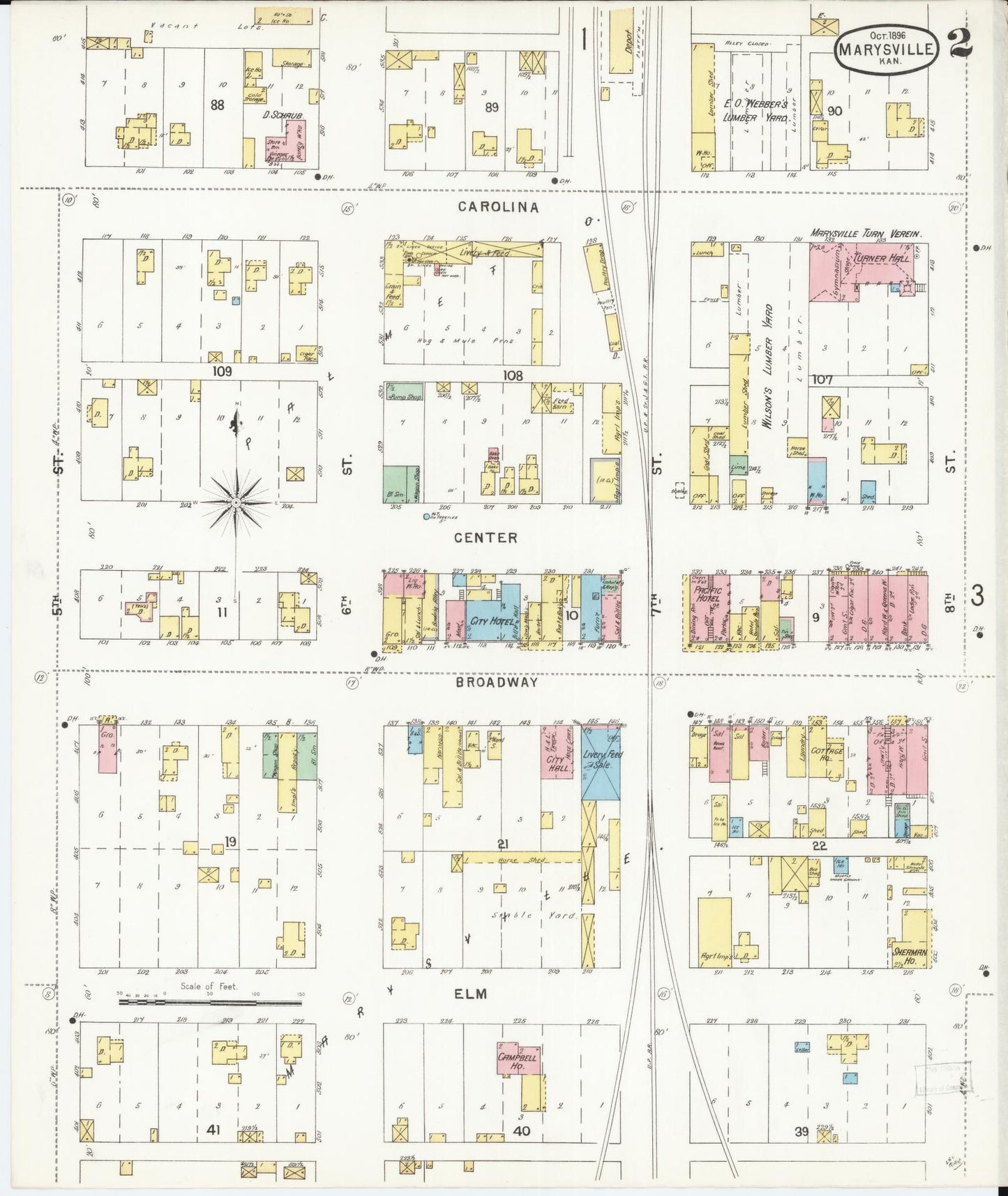 Sanborn Fire Insurance Map from Marysville, Marshall County, Kansas (1896), Sheet #0002 - Complete Map Set gallery image, historic Sanborn map, vintage wall art, Kansas Kansas