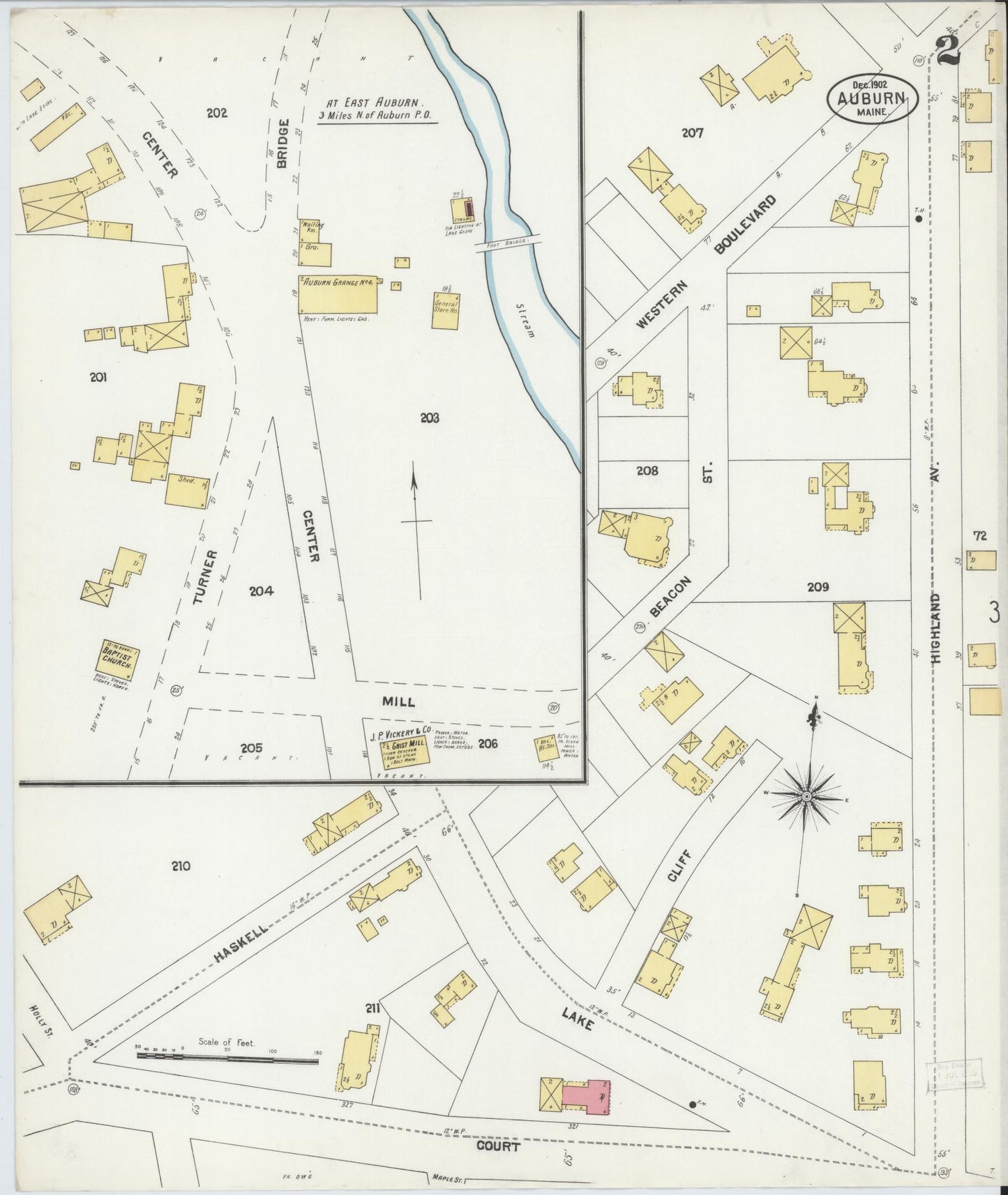 Sanborn Fire Insurance Map from Auburn, Androscoggin County, Maine (1902), Sheet #0002 - Complete Map Set gallery image, historic Sanborn map, vintage wall art, Maine Maine