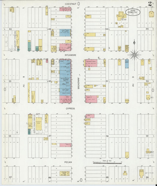 Sanborn Fire Insurance Map from Coweta, Wagoner County, Oklahoma (1905), Sheet #0002 - Historic Sanborn Fire Insurance Map Print, vintage old map wall art, antique decor, genealogy gift, Oklahoma Oklahoma map