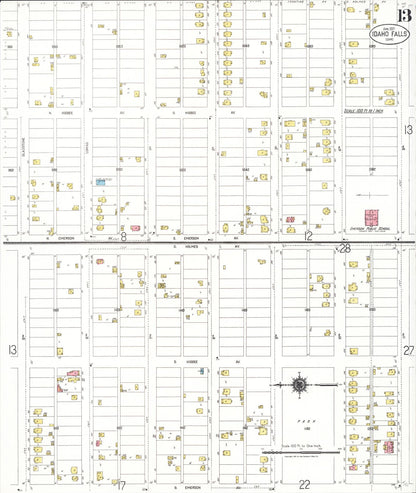 Sanborn Fire Insurance Map from Idaho Falls, Bonneville County, Idaho (1921), Sheet #0013 - Complete Map Set gallery image, historic Sanborn map, vintage wall art, Idaho Idaho