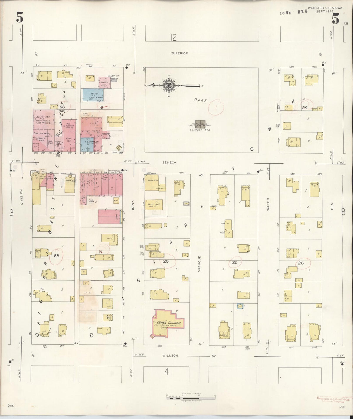 Sanborn Fire Insurance Map from Webster City, Hamilton County, Iowa (1950), Sheet #0005 - Historic Sanborn Fire Insurance Map Print, vintage old map wall art