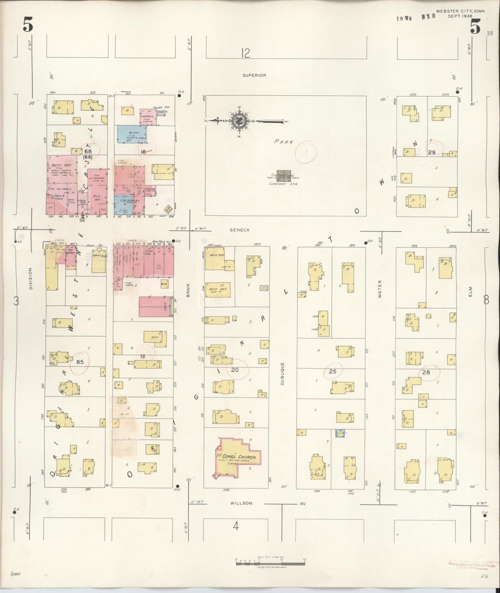 Sanborn Fire Insurance Map from Webster City, Hamilton County, Iowa (1950), Sheet #0005 - Historic Sanborn Fire Insurance Map Print, vintage old map wall art