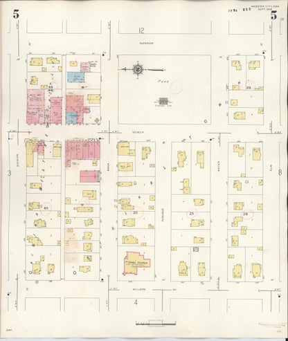 Sanborn Fire Insurance Map from Webster City, Hamilton County, Iowa (1950), Sheet #0005 - Historic Sanborn Fire Insurance Map Print, vintage old map wall art