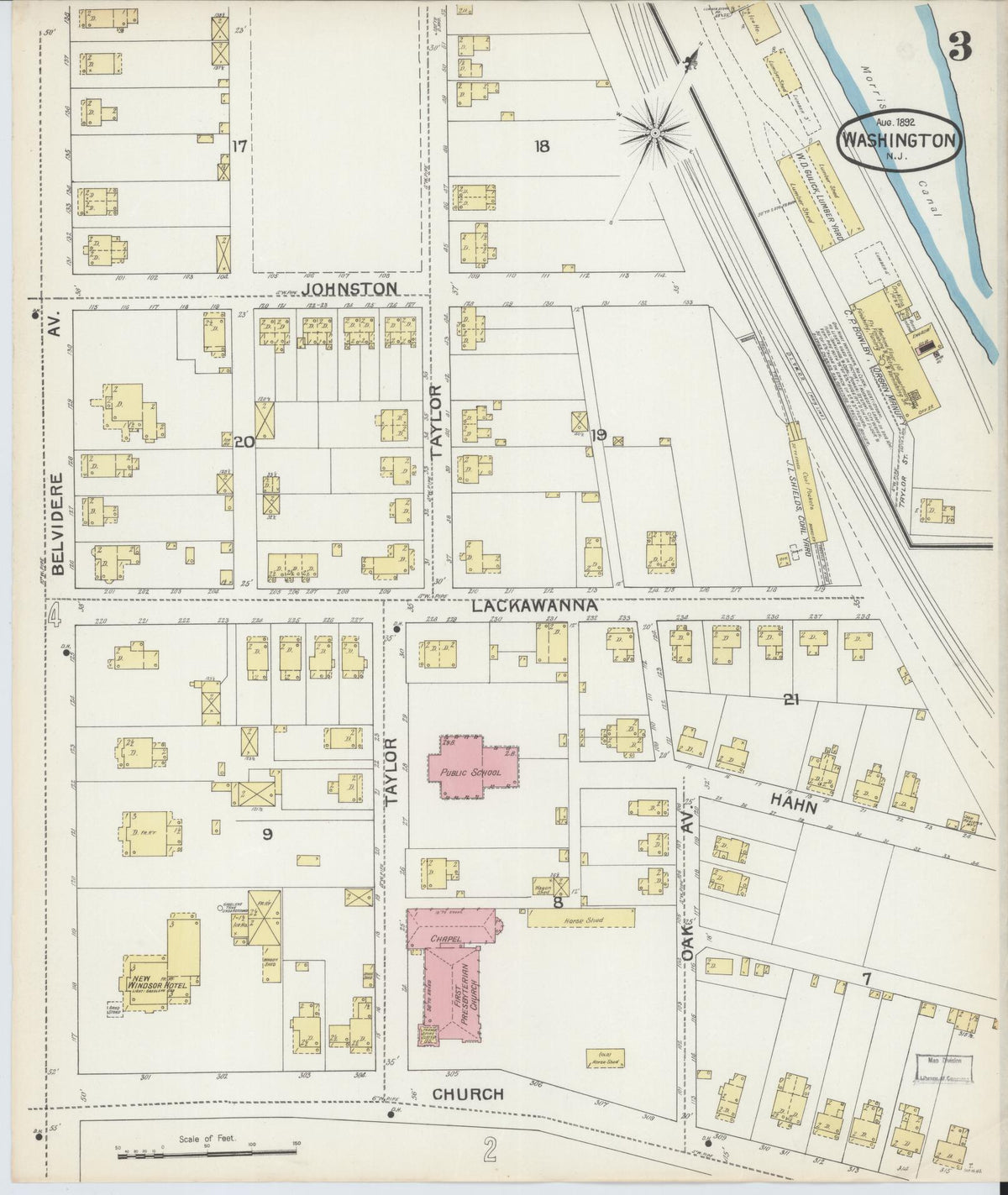 Sanborn Fire Insurance Map from Washington, Warren County, New Jersey (1892), Sheet #0003 - Complete Map Set gallery image, historic Sanborn map, vintage wall art, Washington Washington