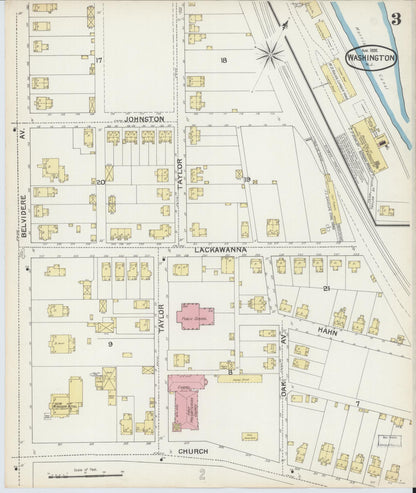 Sanborn Fire Insurance Map from Washington, Warren County, New Jersey (1892), Sheet #0003 - Complete Map Set gallery image, historic Sanborn map, vintage wall art, Washington Washington