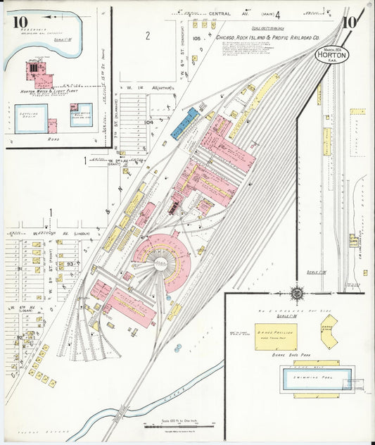 Sanborn Fire Insurance Map from Horton, Brown County, Kansas (1924), Sheet #0010 - Historic Sanborn Fire Insurance Map Print, vintage old map wall art, antique decor, genealogy gift, Kansas Kansas map