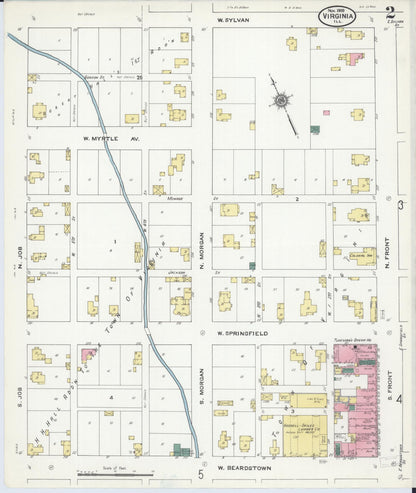 Sanborn Fire Insurance Map from Virginia, Cass County, Illinois (1909), Sheet #0002 - Complete Map Set gallery image, historic Sanborn map, vintage wall art, Virginia Virginia