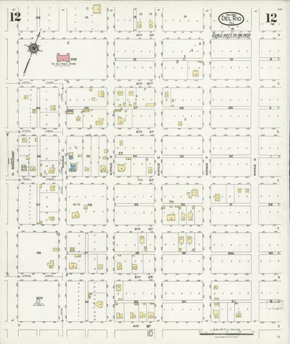 Sanborn Fire Insurance Map from Del Rio, Val Verde County, Texas (1924), Sheet #0012 - Complete Map Set gallery image, historic Sanborn map, vintage wall art, Texas Texas
