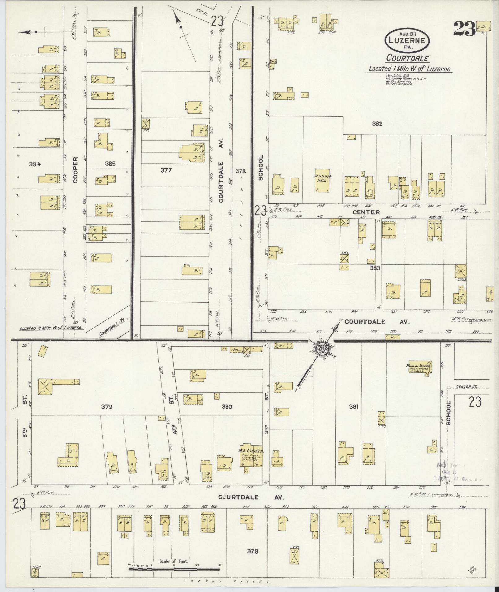 Sanborn Fire Insurance Map from Luzerne, Luzerne County, Pennsylvania (1911), Sheet #0023 - Complete Map Set gallery image, historic Sanborn map, vintage wall art, Pennsylvania Pennsylvania
