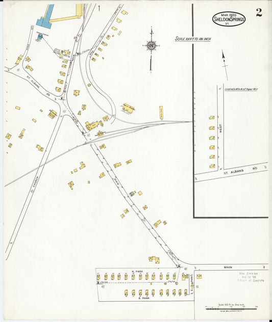 Sanborn Fire Insurance Map from Sheldon Springs, Franklin County, Vermont (1920), Sheet #0002 - Historic Sanborn Fire Insurance Map Print, vintage old map wall art, antique decor, genealogy gift, Vermont Vermont map