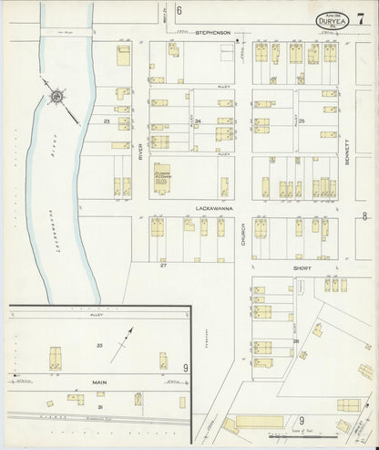 Sanborn Fire Insurance Map from Duryea, Luzerne County, Pennsylvania (1914), Sheet #0007 - Complete Map Set gallery image, historic Sanborn map, vintage wall art, Pennsylvania Pennsylvania