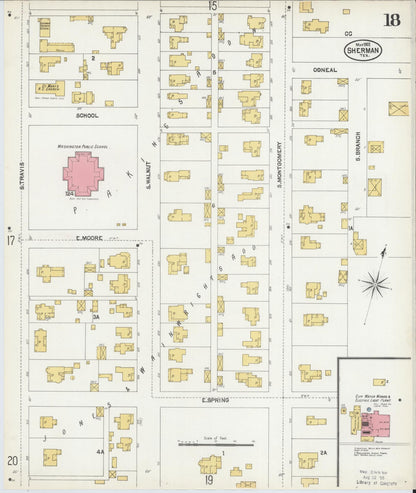 Sanborn Fire Insurance Map from Sherman, Grayson County, Texas (1902), Sheet #0018 - Complete Map Set gallery image, historic Sanborn map, vintage wall art, Texas Texas