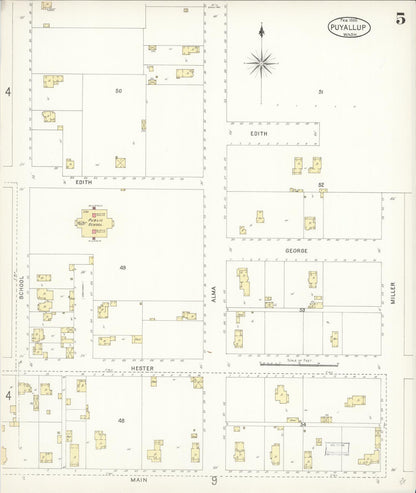 Sanborn Fire Insurance Map from Puyallup, Pierce County, Washington (1900), Sheet #0005 - Complete Map Set gallery image, historic Sanborn map, vintage wall art, Washington Washington