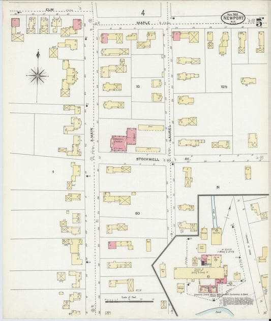Sanborn Fire Insurance Map from Newport, Sullivan County, New Hampshire (1905), Sheet #0005 - Historic Sanborn Fire Insurance Map Print, vintage old map wall art, antique decor, genealogy gift, New Hampshire New Hampshire map