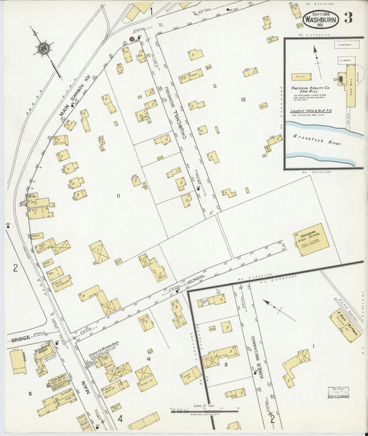 Sanborn Fire Insurance Map from Washburn, Aroostook County, Maine (1919), Sheet #0003 - Historic Sanborn Fire Insurance Map Print, vintage old map wall art, antique decor, genealogy gift, Maine Maine map