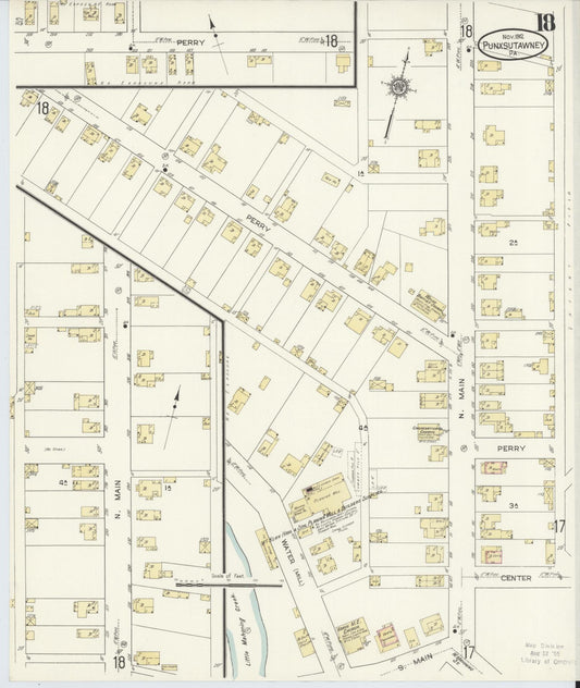 Sanborn Fire Insurance Map from Punxsutawney, Jefferson County, Pennsylvania (1912), Sheet #0018 - Historic Sanborn Fire Insurance Map Print, vintage old map wall art, antique decor, genealogy gift, Pennsylvania Pennsylvania map