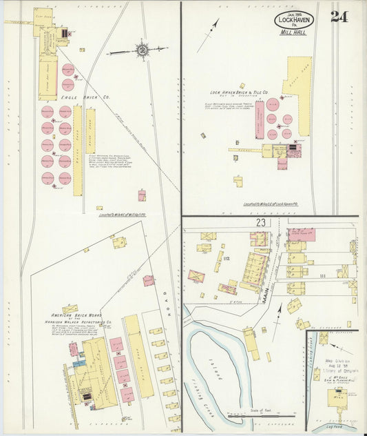 Sanborn Fire Insurance Map from Lock Haven, Clinton County, Pennsylvania (1914), Sheet #0024 - Historic Sanborn Fire Insurance Map Print, vintage old map wall art, antique decor, genealogy gift, Pennsylvania Pennsylvania map